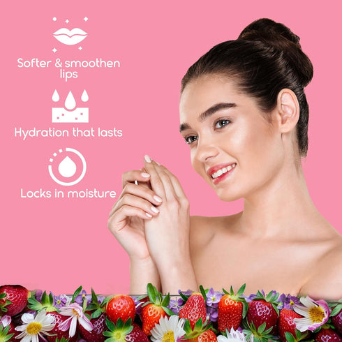 Lip Sleeping Mask - Strawberry with Hyaluronic Acid & Vitamin C - Overnight Moisturizer for Dry Lips & Skin Care