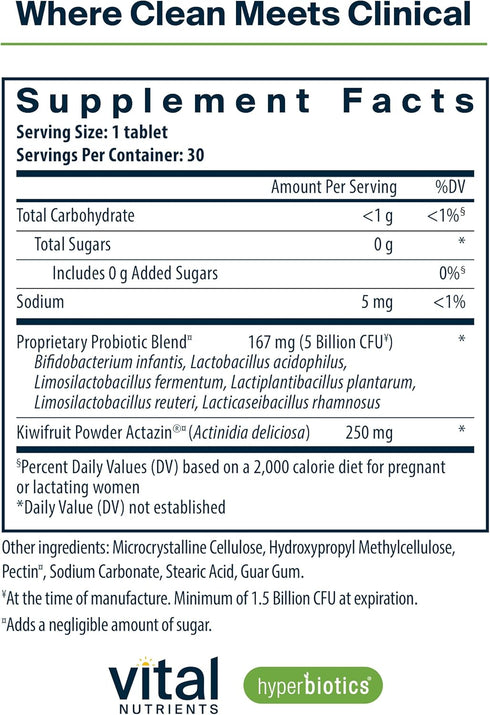 Hyperbiotics Vital Nutrients Pro-Natal Prenatal Probiotics for Women - 30 Tablets, Vegan, Gluten-Free
