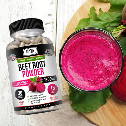Kaya Naturals Premium Organic Beet Root Powder - 30 Count for Healthy Circulation and Nitric Oxide Flow
