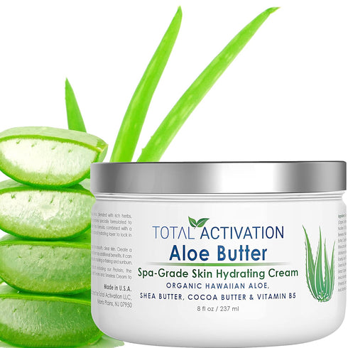 Large 8 oz Hawaiian Aloe Vera Cream Container for Face Moisturizer, Day or Night Use for Sunburn Relief, Eczema,