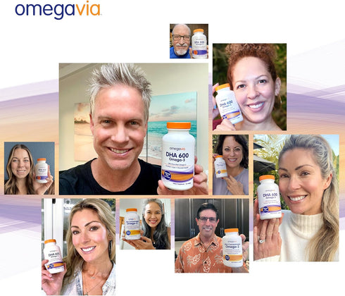 OmegaVia DHA 600 mg - Ultra Pure Omega-3 DHA Supplements for Brain & Eyes, 120 Softgels