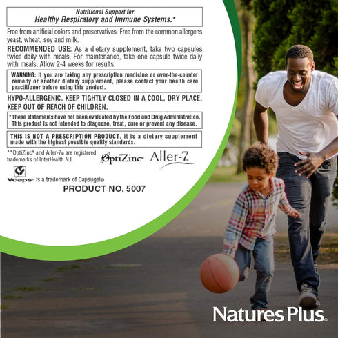 Natures Plus Advanced Therapeutics Aller-7 Rx-Respiration, 60 Vegetarian Capsules, Gluten-Free