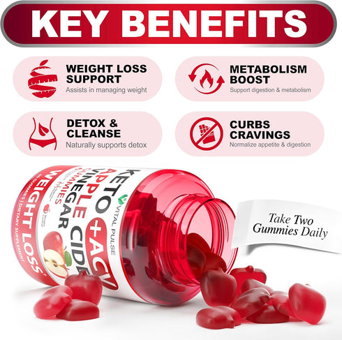 Vital Pulse Gummies Gummies Gummy Keto ACV Advanced Weight Loss - Sugar Free ACV Keto - Supplement for Women and Men