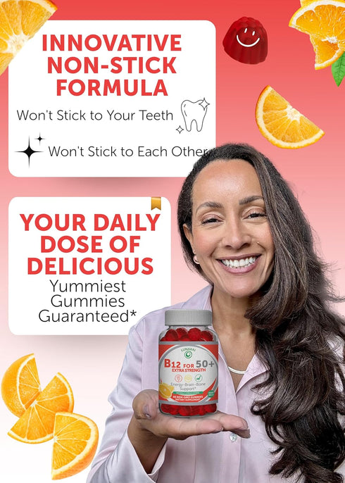 Lunakai Vitamin B12 Gummies for Adults 50 Plus - Delicious Energy & Vitality Boost, High Strength B12, 60ct