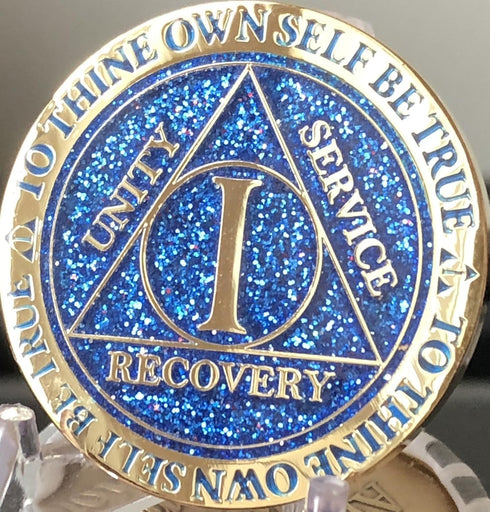 1 Year AA Medallion Reflex Blue Glitter Gold Plated Color Chip for Collectors