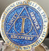1 Year AA Medallion Reflex Blue Glitter Gold Plated Color Chip for Collectors