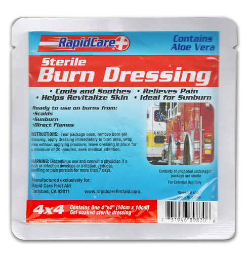 Rapid Care First Aid Hydrogel Burn and Wound Care Dressing Pads, 4" Width, 4" Length, Pack of 6