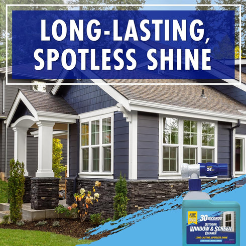 30 SECONDS Concentrated Outdoor Window & Screen Cleaner for Glass, Patio Doors, Furniture - No Screen Removal, Spray &