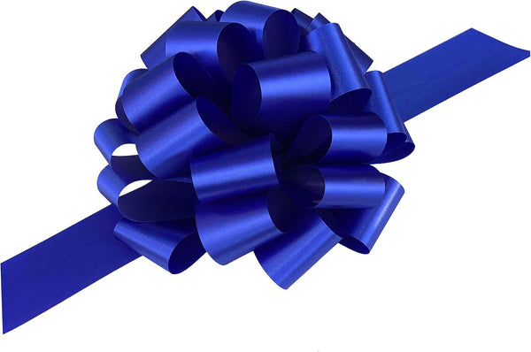 Large Royal Blue Ribbon Pull Bows, 9" Wide, Set of 6, for 4th of July, Birthday, Graduation, Christmas