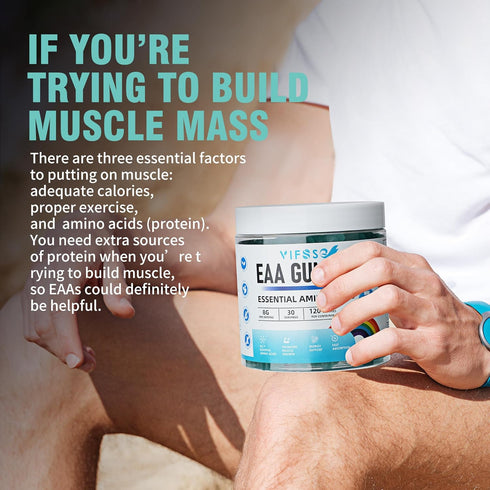 EAA Gummies 120 Gummies (Blue Raspberry) - 8000 mg Essential Amino Acids, Non-GMO, Gluten Free, Vegetarian Friendly
