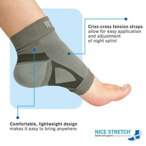 Brownmed Nice Stretch Total Solution Plantar Fasciitis Relief Kit - Includes Night Splint & Sock - Small/Medium