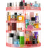 Pink 360 Makeup Organizer Carousel, Large 7 Layers Acrylic Make Up Organizer for Vanity, Fits Makeup Brushes,