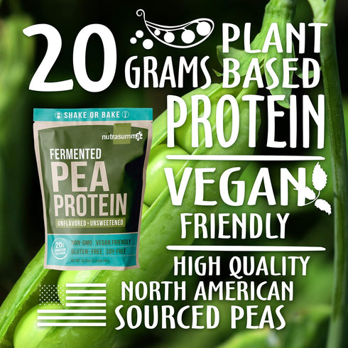 100% Plant Based Fermented Pea Protein Powder, Unflavored, 2.14lbs - Vegan, Non-GMO, Gluten & Soy Free