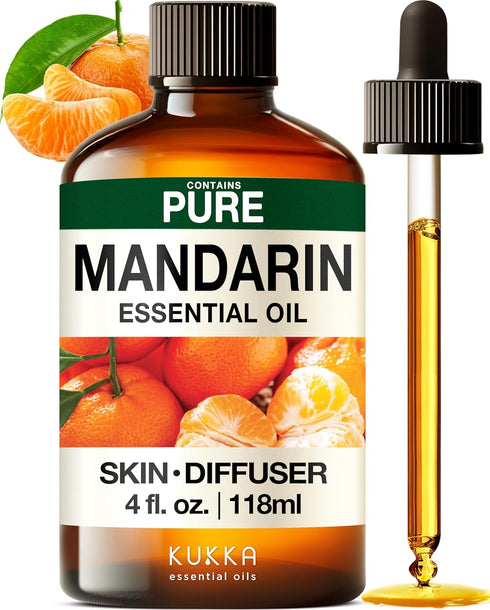 Set Set 2X 4 Oz Mandarin Essential Oil for Diffuse & Rosemary Essential Oil for Diffuser - Aromatherapy Grade Essential