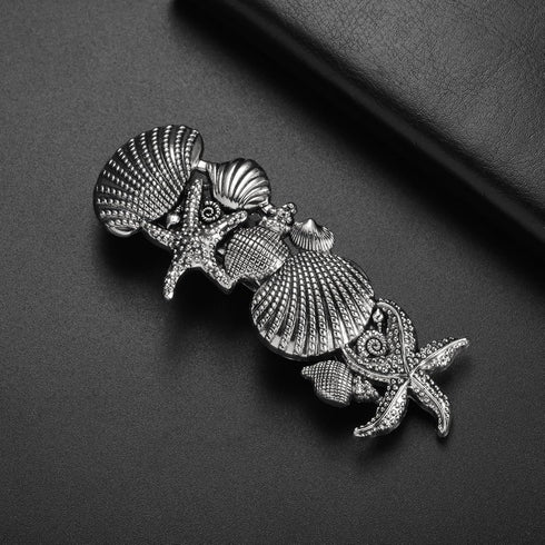 TEAMER Rhinestone Oak Leaf Hair Clip, Ocean Shell Starfish Hand Crafted Vintage Barrettes for Women