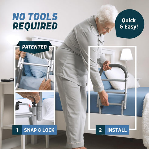 Lunderg Bed Assist Rail for Seniors with Non-Slip Grab Bar - Easy to Install Bed Rails for Elderly Adults Safety