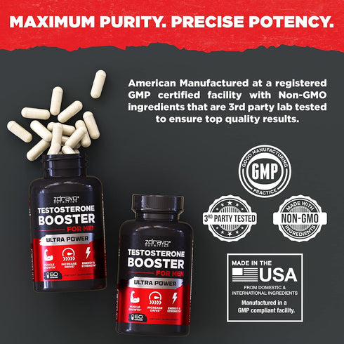Testosterone Booster Supplement for Men | Workout Pills for Muscle Growth, Libido, Stamina, Strength