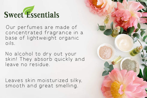 Sweet Essentials (2 oz Baby Powder - Fragrance/Perfume Oil - Made with Organic Oils - Spray on Perfume Oil - Alcohol