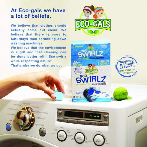Eco Swirlz Washing Machine Cleaner with Bonus Eco Scrubz Dishwasher Cleaner Add On, 36 Count Deep Cleaning Tablets