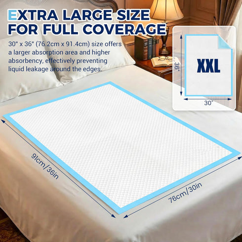 Thewese 30"x36"- 50 Count Heavy Duty Disposable Bed Pads Underpads for Incontinence Adults, Chucks Pads Super