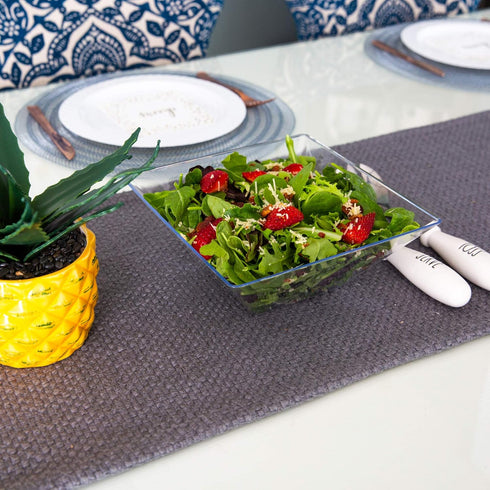 PLASTICPRO Extra Heavy Duty Clear Medium Disposable Square Serving Bowls, Elegant Pack of 4 for Party Snack or Salad