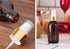 JUVITUS 4 oz Amber Glass Boston Round Bottle Set with Gold Metal Lotion Pump and Fine Mist Sprayer