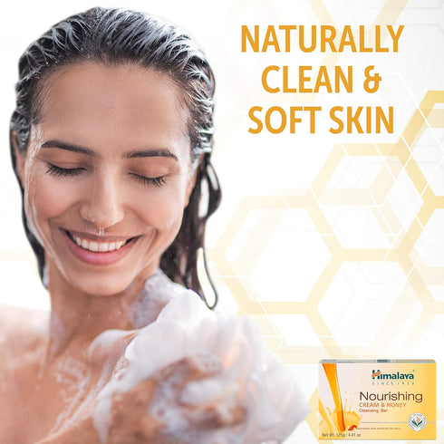 Himalaya Nourishing Cream & Honey Cleansing Bar, 4.41 oz, Face and Body Soap, 6 Pack for Soft Skin