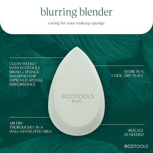 EcoTools Blurring Blender Makeup Sponge for Liquid & Cream Foundation, Eco-Friendly & Vegan