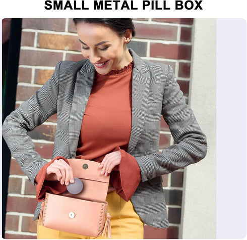 Metal Pill Box Pill Case - Waterproof Travel Medicine Organizer, Round Aluminum Alloy Storage for Daily Pills, Gray Big