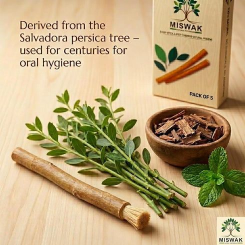 Pack 5 Sticks - of Natural Toothbrush Sticks with Vacuum Holder | Sewak Sticks for Teeth | Authentic Peelu Wood