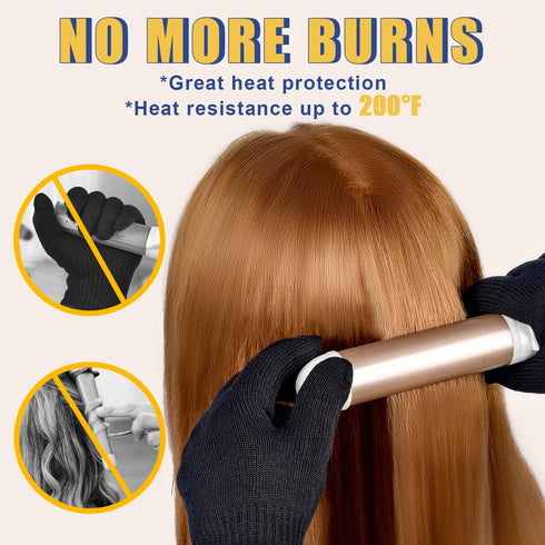 IKOCO Heat Proof Medium Glove Mitts - 2Pcs for Hair Styling with Flat Iron, Curling Wand, and Hot-Air Brushes