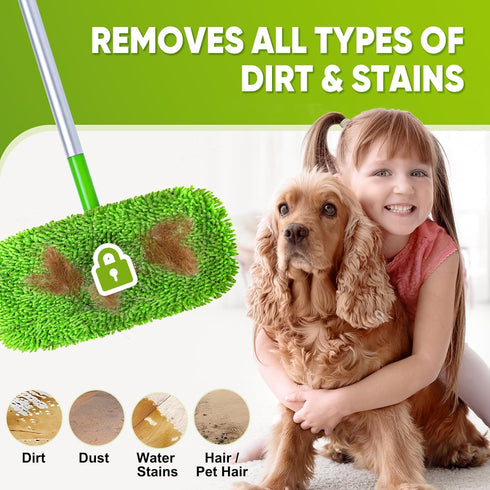 NXPPYY 4-Pack Reusable Mop Pads Fit Swiffer Sweeper, Microfiber Mop Replacement Pads, Washable Wet Mopping Cloths & Dry