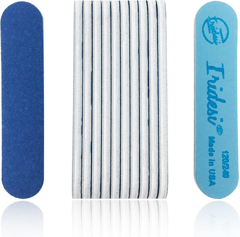 Professional Mini Blue Finger Nail Files, 120/240 Washable Emery Boards, 12 Fingernail Files Per Pack