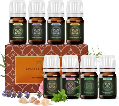 Essential Oils Gift Set, 8 x 5 ml Pure Aromatherapy Oils with