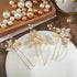 Waydress 6 Pcs Floral Hair Accessories, Gold Leaf Bridal Hair Pins, Wedding Hair Clips for Women