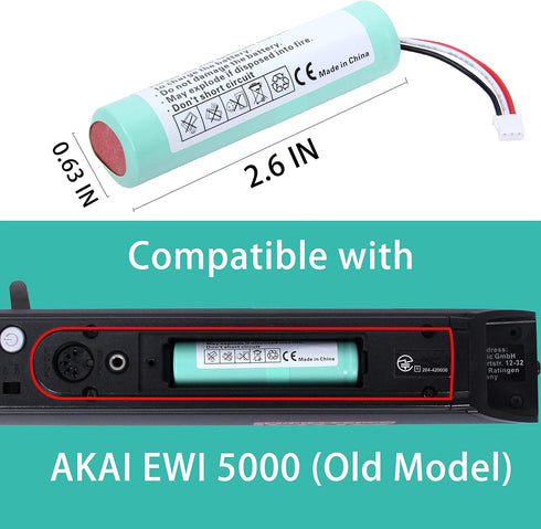 Professional Rechargeable Li-Ion Battery for AKAI EWI 5000 EWI Solo with USB Charging Cable