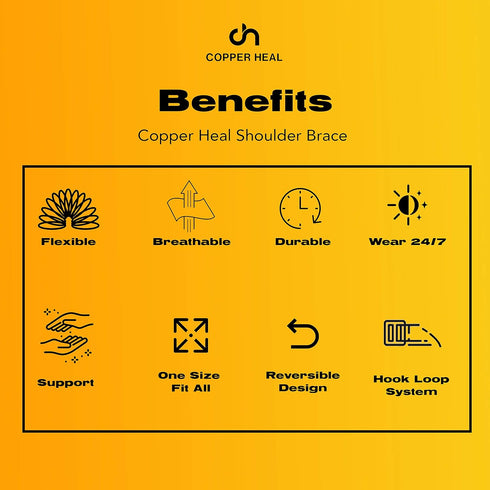COPPER HEAL Shoulder Adjustable Clamp Compression Sleeve for Men Women, Better Back Posture Support with Stability Pad