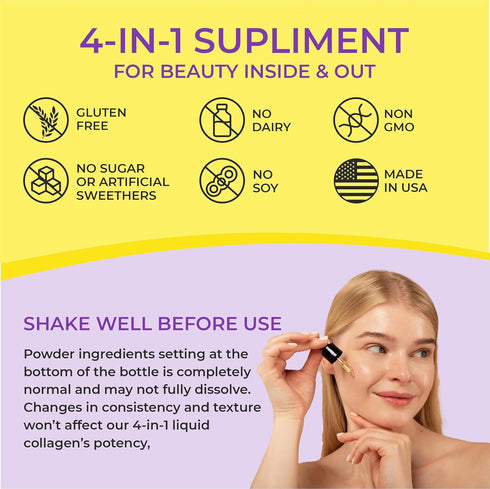 Liquid Collagen Supplements for Women, 2 fl oz, 10000 mcg Collagen, 5000 mcg Biotin, Keratin & Saw Palmetto