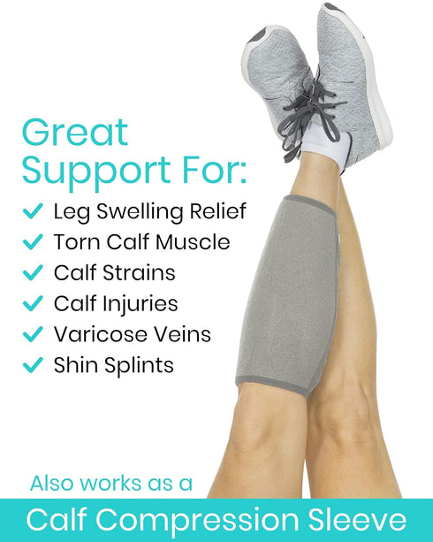 Vive Calf Brace - Adjustable Shin Splint Support, Lower Leg Compression Wrap for Pain Relief, Reduces Muscle Swelling