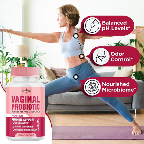 NEW AGE Vaginal Probiotics for Women - Prebiotics, Cranberry Extract & Lactobacillus Blend, 120 Capsules