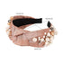 Ivyu Knotted Pearl Headbands, Fashion Hair Accessories for Women, No Slip Cute Top Knot Gift for Girls, Black Pink Gold