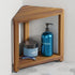 BLUEWEST 16.5" Acacia Wood Corner Shower Stool, Wooden Corner Shower Bench for