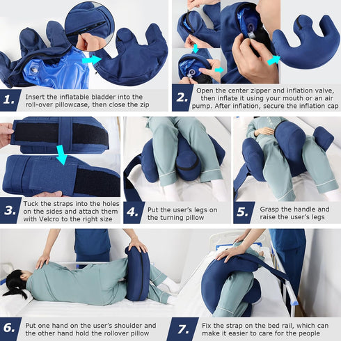 YHK Inflatable Turning Device, Bedridden Turnover Pillow, Prevent Muscle Atrophy with Polyester Removable Pillowcase