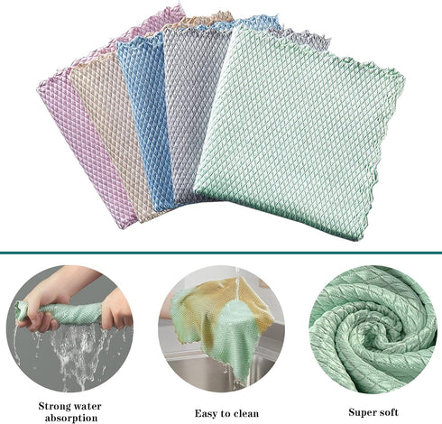 Streak Free Miracle Microfiber Cleaning Cloth, 15 Pack Nanoscale Lint Free Cleaning Rags, Glass Cleaning Cloth for Windows, Mirrors, Chrome, Housekeeping(5 Colors,15.7 in x 11.8 in) by DyPinYise