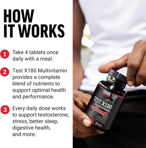 FORCE FACTOR Test X180 Multivitamin for Men, Daily Multivitamin with Testosterone Support, 120 Tablets