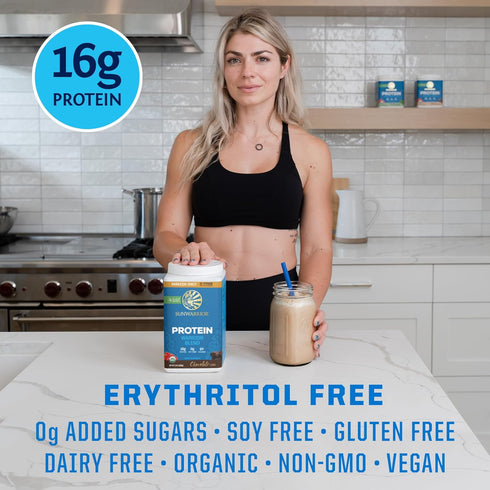 Sunwarrior Vegan Protein Powder - Chocolate, 32 Servings, USDA Organic, Keto Friendly, Non-GMO
