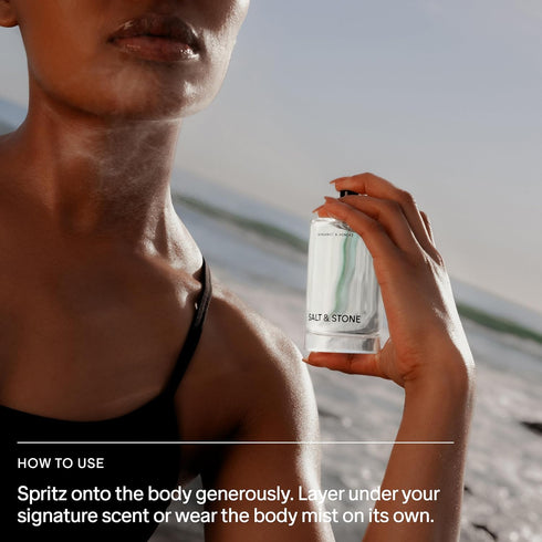 Salt & Stone Body Mist, Bergamot & Hinoki Scent - Skincare Infused Perfume Hair & Body Spray for Women and Men (3.4 fl