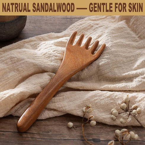 Sandalwood Wooden Scalp and Foot Massager - Gua Sha Comb Tool