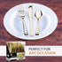 Extra Heavyweight Disposable Plastic Cutlery Silverware Combo, Polished Gold, 160 Count (80 Forks, 40 Spoons, 40 Knives)