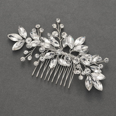 SWEETV Bride Silver Wedding Hair Comb, Crystal Hair Accessories with Rhinestone Bridal Hair Clip
